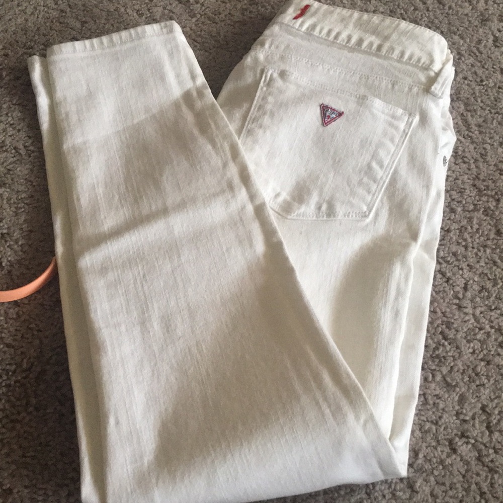 Guess white skinny jeans